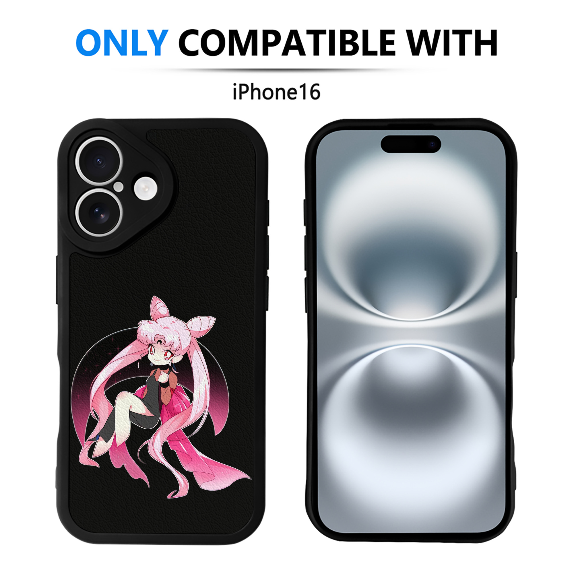 （画像用） 美少女戦士セーラームーン ちびうさ Sailor Moon Chibiusa Tsukino Usagi Small Lady Serenity 【iPhone 16シリーズ対応】シリコンスマホケース（レザー調） 材質：シリコン